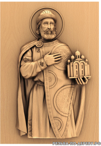 Резная икона Святой Ярослав из дерева